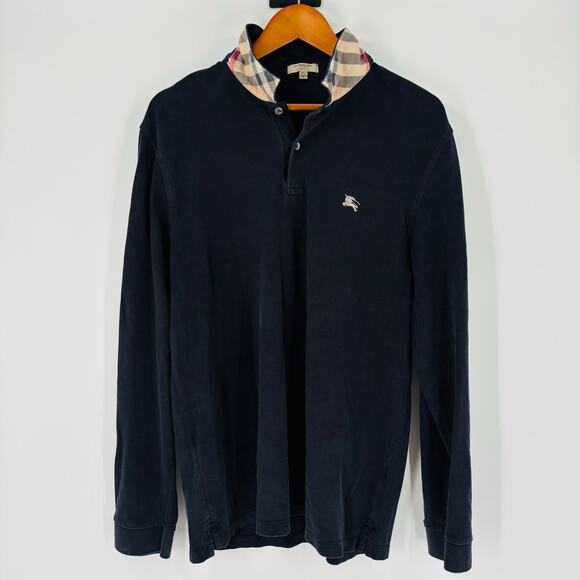 Burberry Other - Burberry Polo Shirt Size XL Mens Black Long Sleeve Collared Designer Plaid